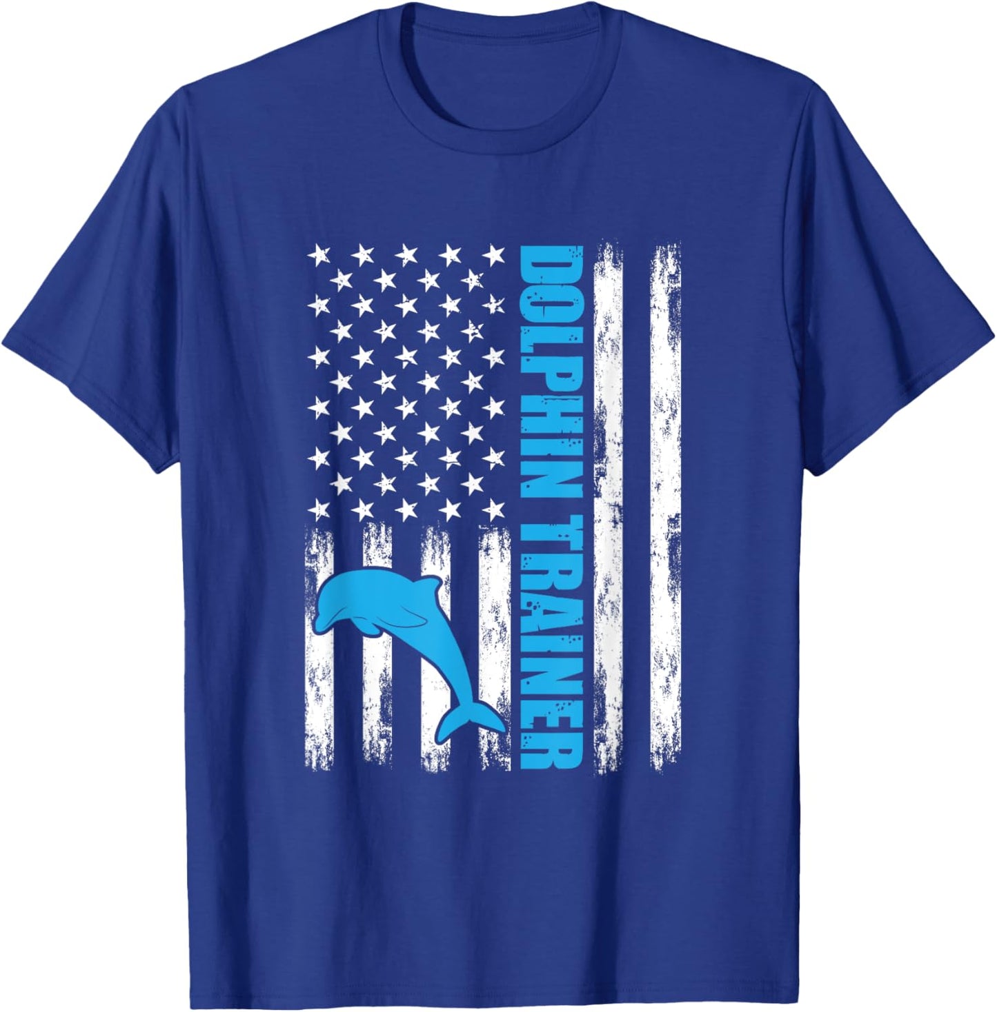 Dolphin American Flag Sea Ocean Animals Dolphin Trainer T-Shirt - T-Shirt | Royal