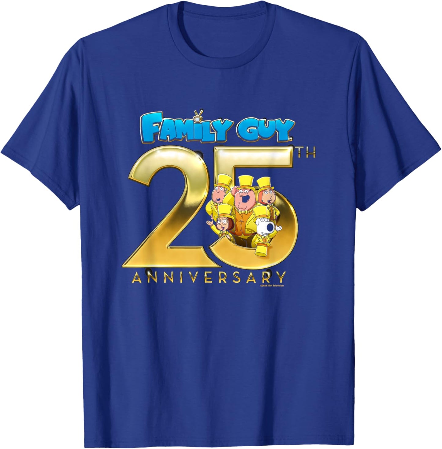 Family Guy 25th Anniversary Griffin Family Group Shot T-Shirt - T-Shirt | Royal
