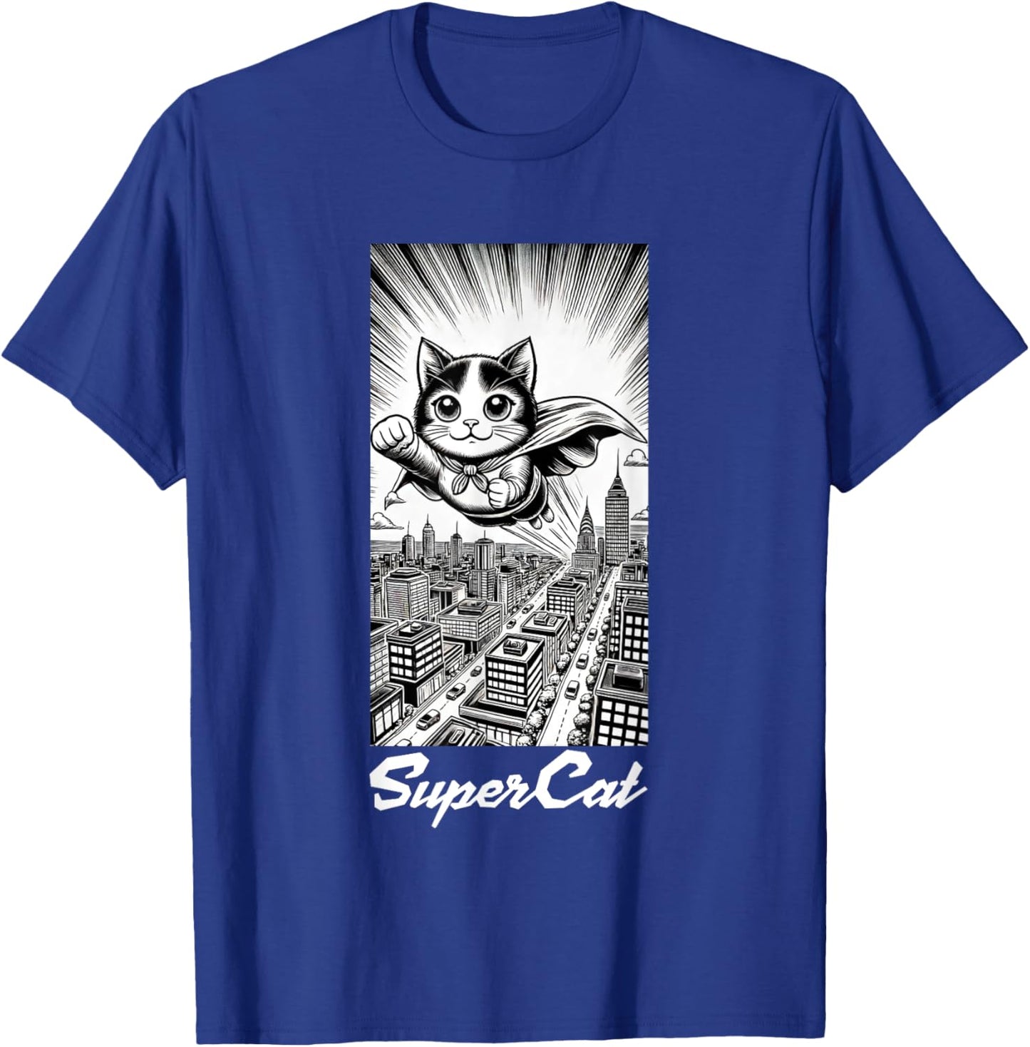 Super Cat, funny, manga style, Super Animals T-Shirt - T-Shirt | Royal