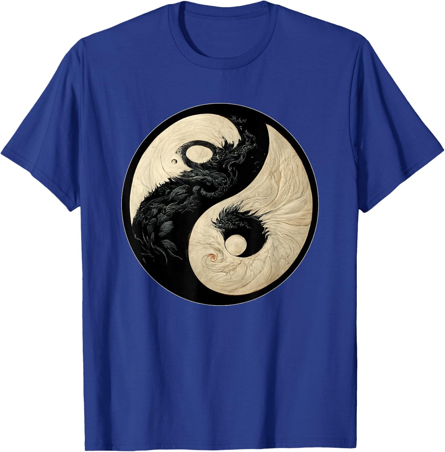 Traditional Black And White Chinese Dragon Kung Fu Yin Yang T-Shirt - T-Shirt | Royal