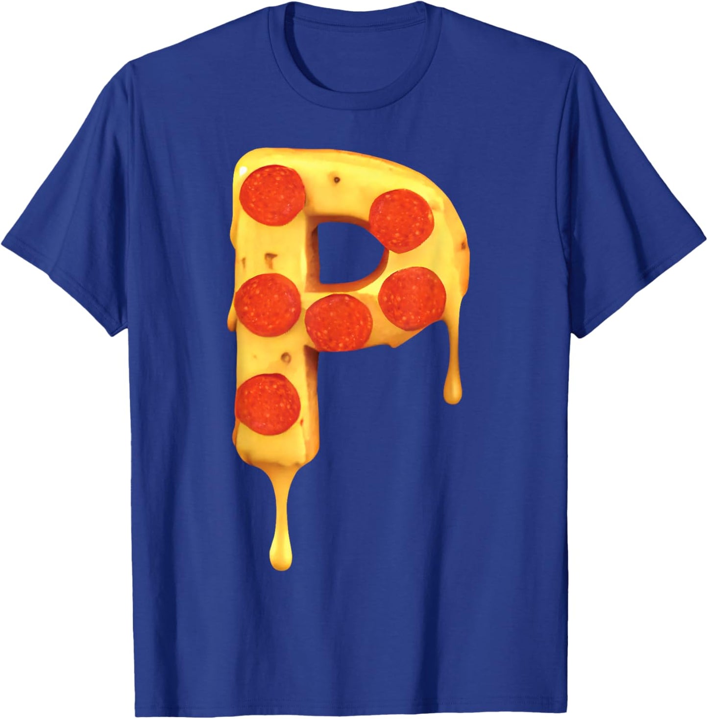 Letter P Pizza Initial Name Kids Party Birthday Matching Fun T-Shirt - T-Shirt | Royal