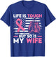 Life Is Tough But So Is My Wife. Breast Cancer Awareness T-Shirt - T-Shirt | Royal