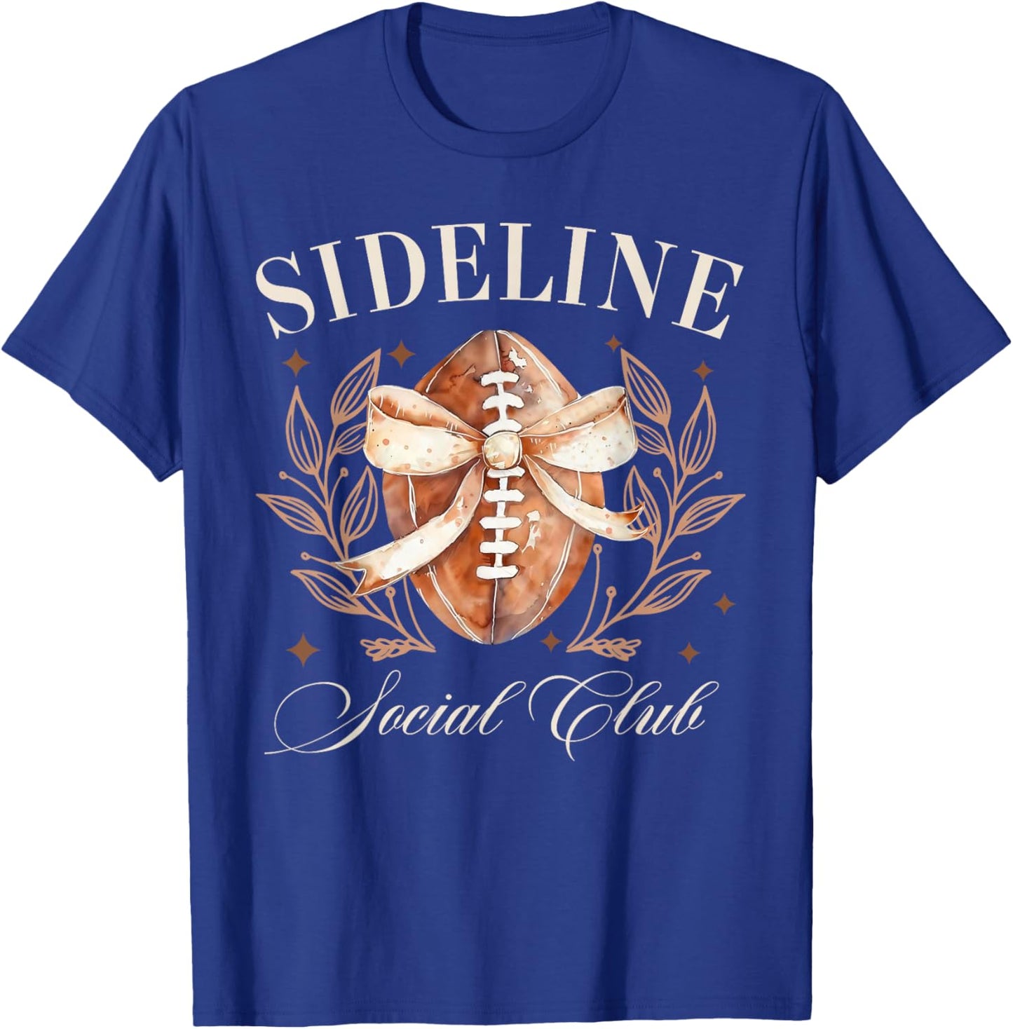 Sideline Social Club American Football Coquette Bow Game Day T-Shirt - T-Shirt | Royal