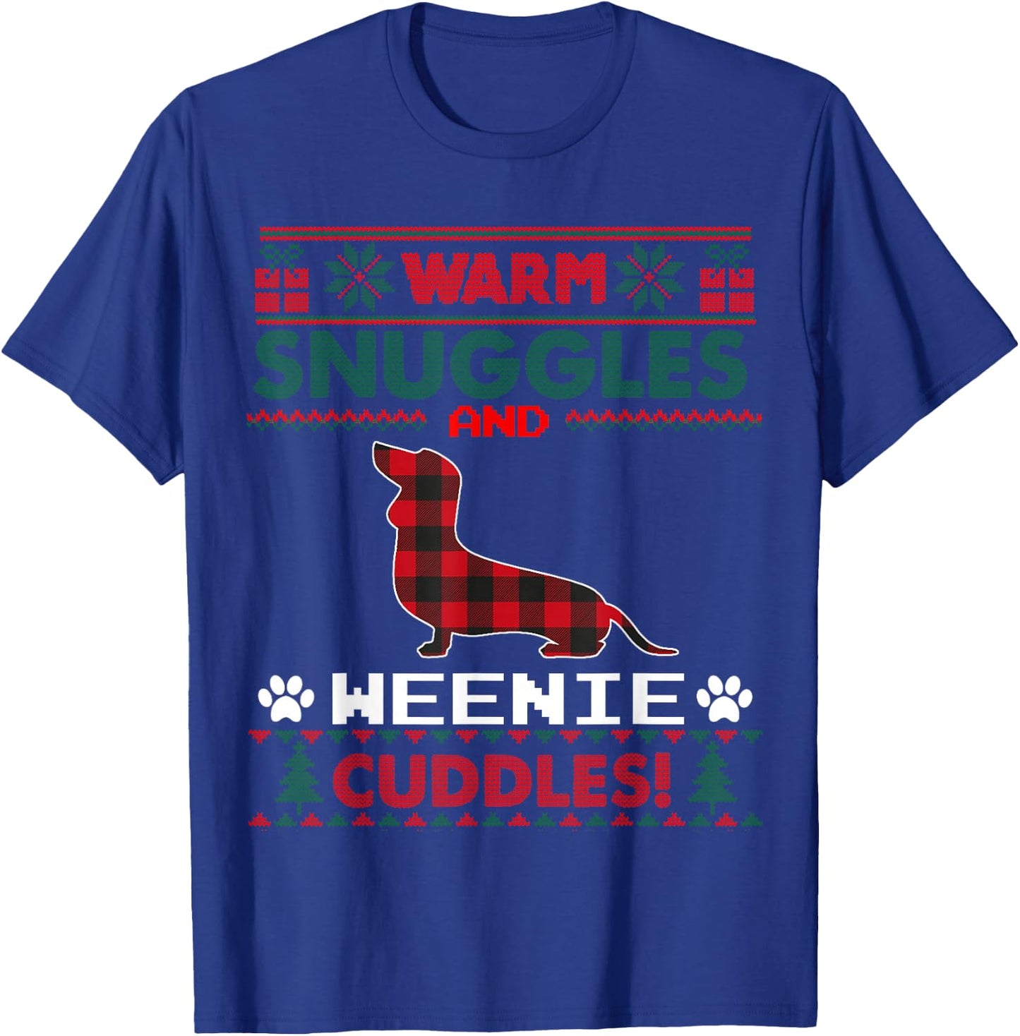 Weenie Christmas Pajama Shirt Weiner Ugly Christmas Sweater Men Women Kids T-Shirt - T-Shirt | Royal