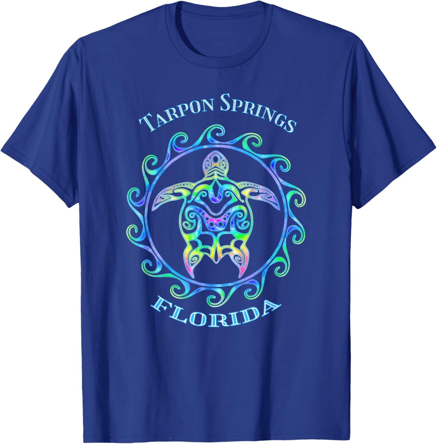 Tarpon Springs Florida Vacation Colorful Turtle T-Shirt - T-Shirt | Royal