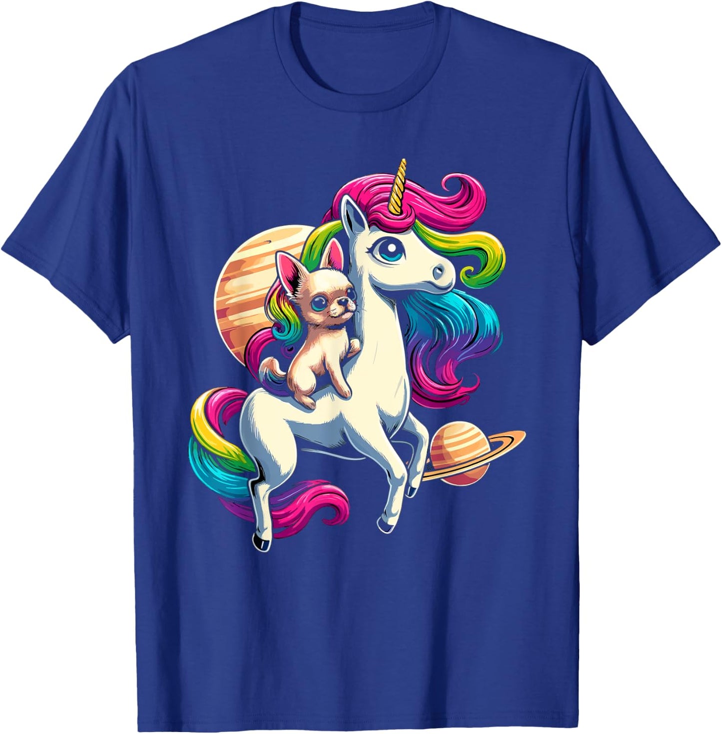 Chihuahua Riding Unicorn for Girls and Women T-Shirt - T-Shirt | Royal