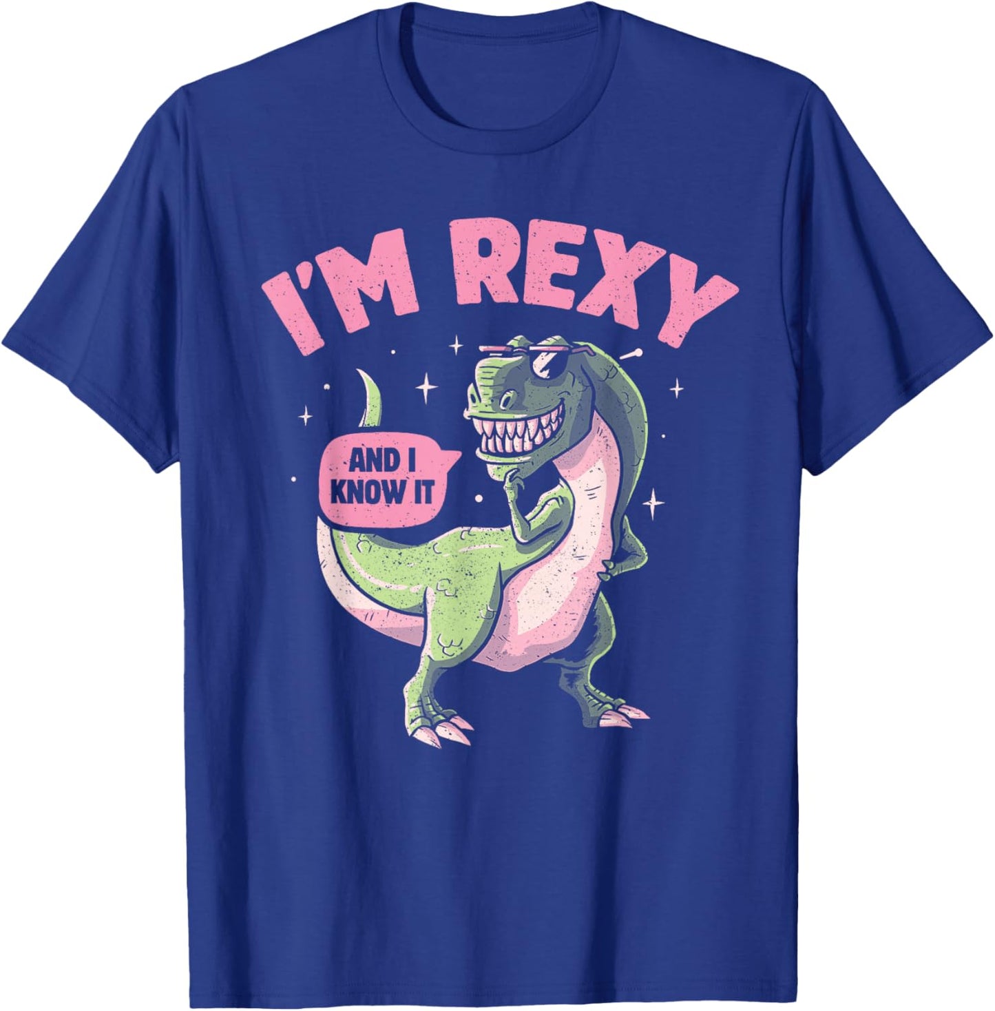 I'm Rexy And I Know It Summer Funny T-Rex Pun Dinosaur T-Shirt - T-Shirt | Royal