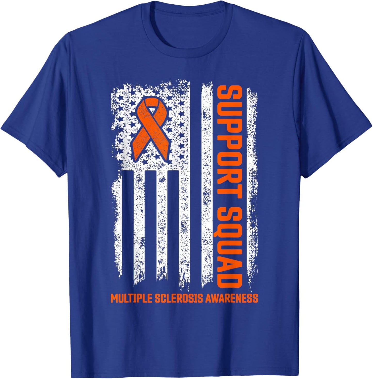 MS Flag Orange Support Squad Multiple Sclerosis Awareness T-Shirt - T-Shirt | Royal