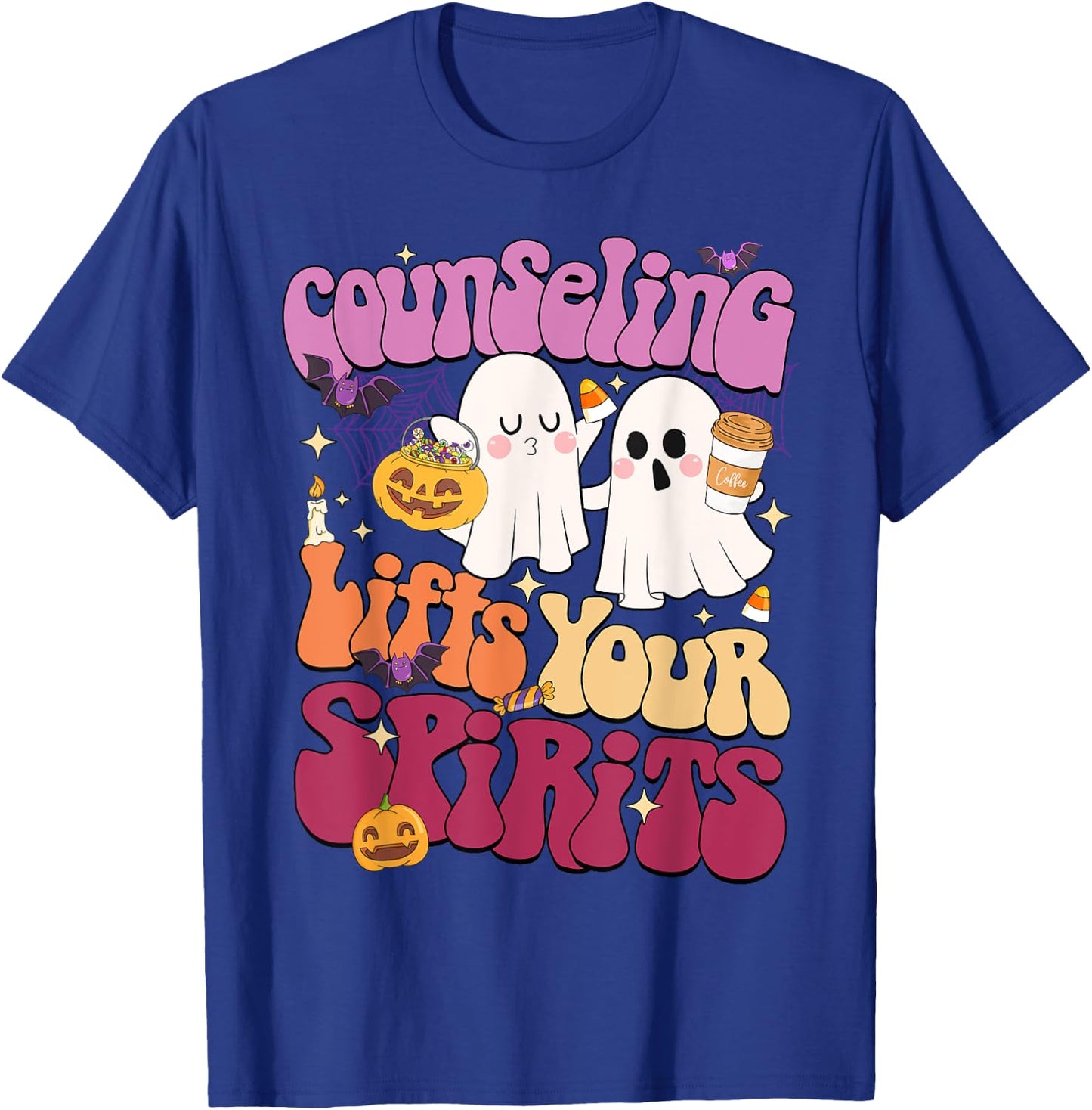 Counseling Lifts Your Spirits School Counselor Ghost T-Shirt - T-Shirt | Royal