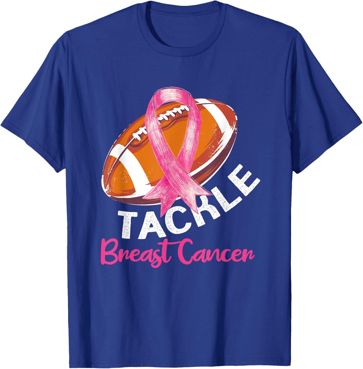 Football Breast Cancer Awareness Shirt for Husbands Men Dad T-Shirt - T-Shirt | Royal