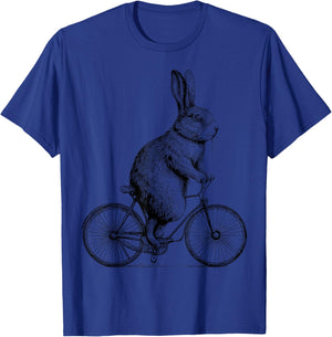 Rabbit On A Bike Bunny Bicycle Cycing Biking Men Women Kids T-Shirt - T-Shirt | Royal