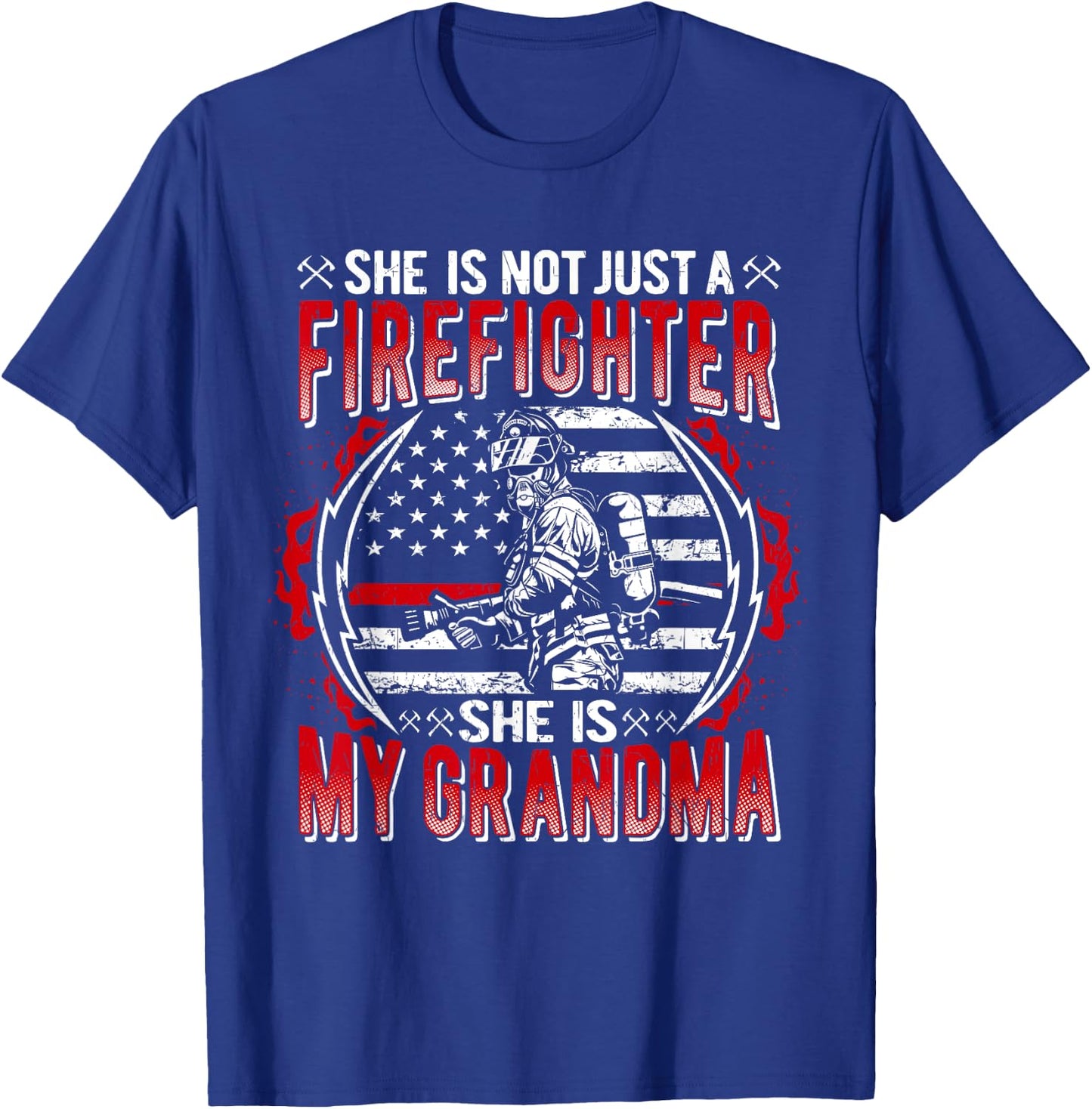 My Grandma Is Firefighter Thin Red Line Flag Fire Grandchild T-Shirt - T-Shirt | Royal