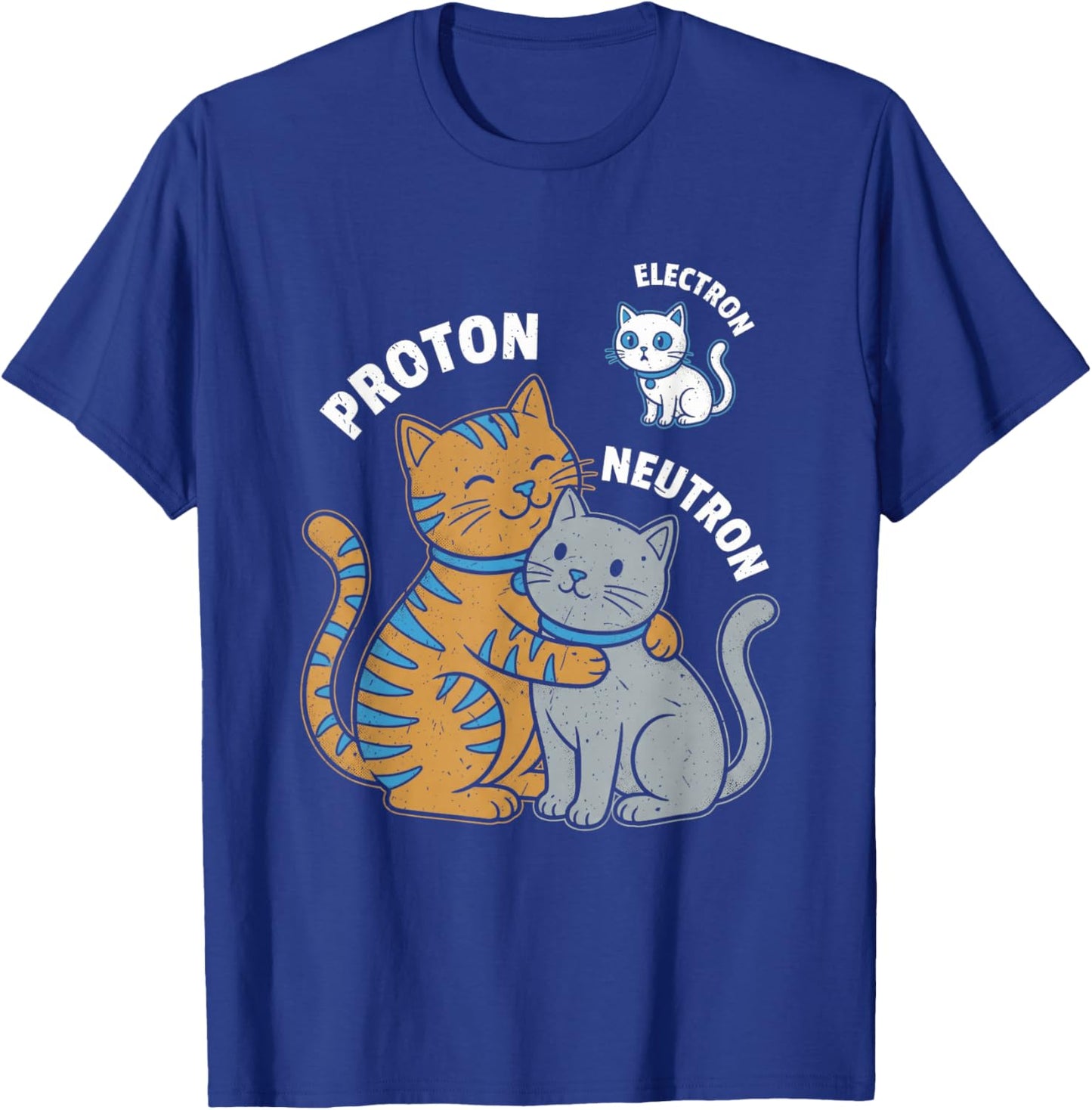 Science Cat Atom Proton Neutron Electron Physics Humor T-Shirt - T-Shirt | Royal