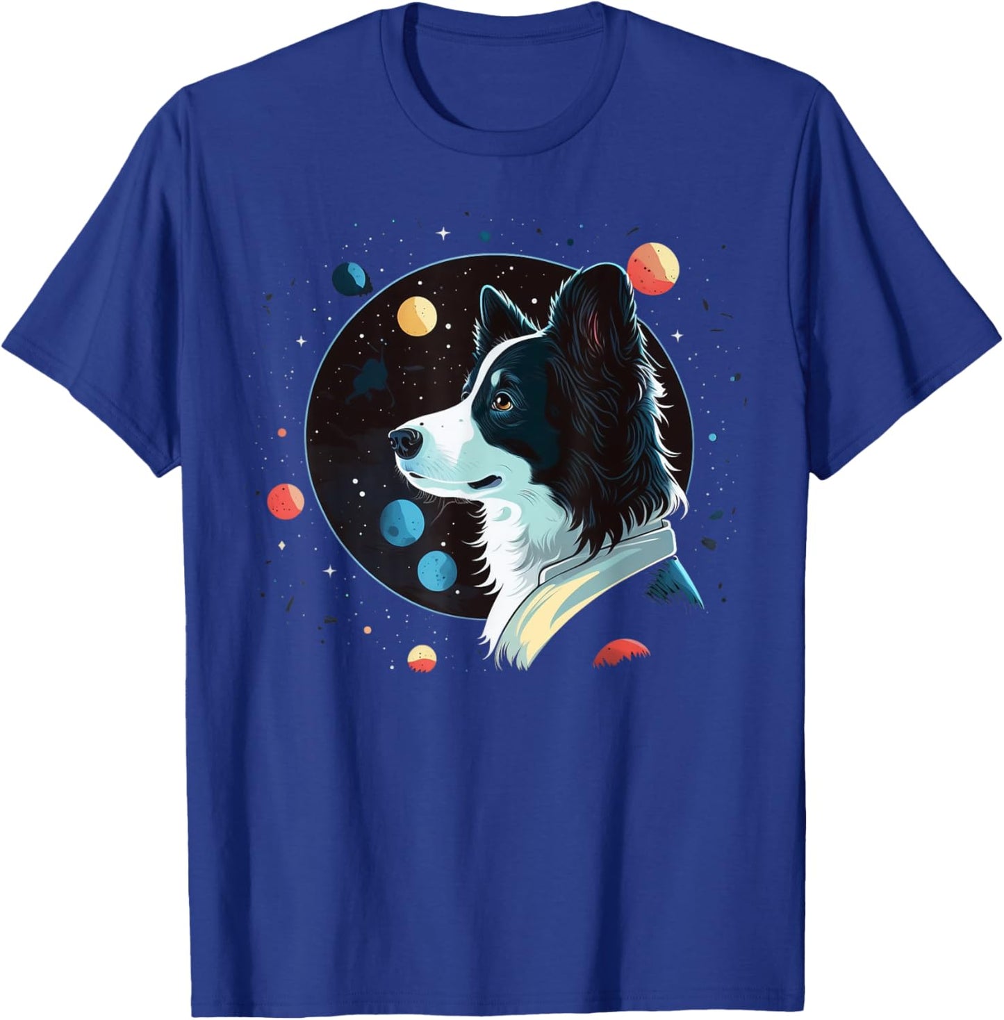 Outer Space Border Collie on Galaxy Astronaut Border Collie T-Shirt - T-Shirt | Royal