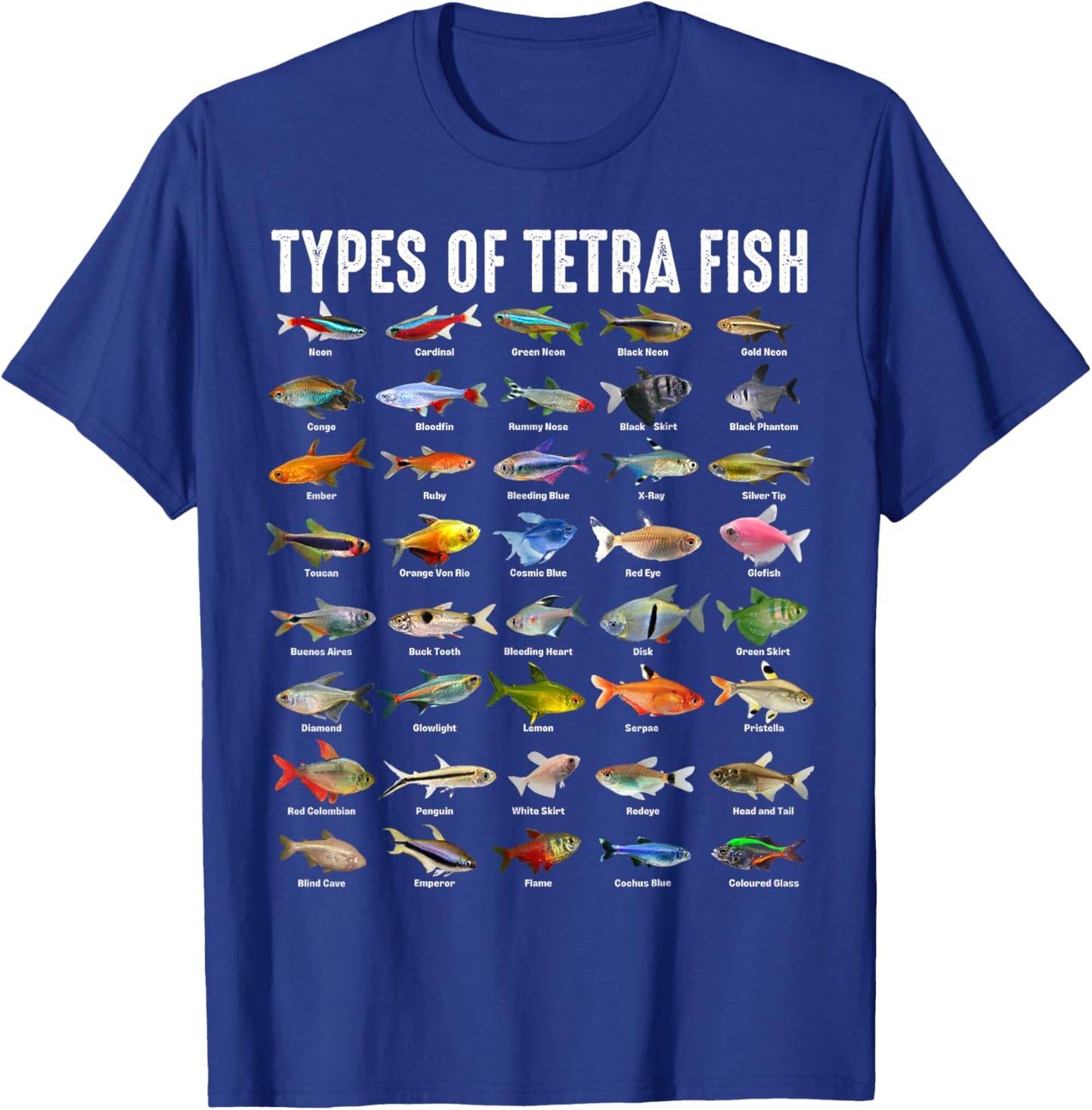 Types of Tetra Fish - Tetras Aquarium Fish Species Lover T-Shirt - T-Shirt | Royal