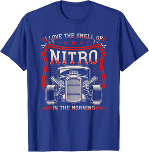 I Love The Smell Of Nitro, Retro Hot Rod Racing Car T-Shirt - T-Shirt | Royal