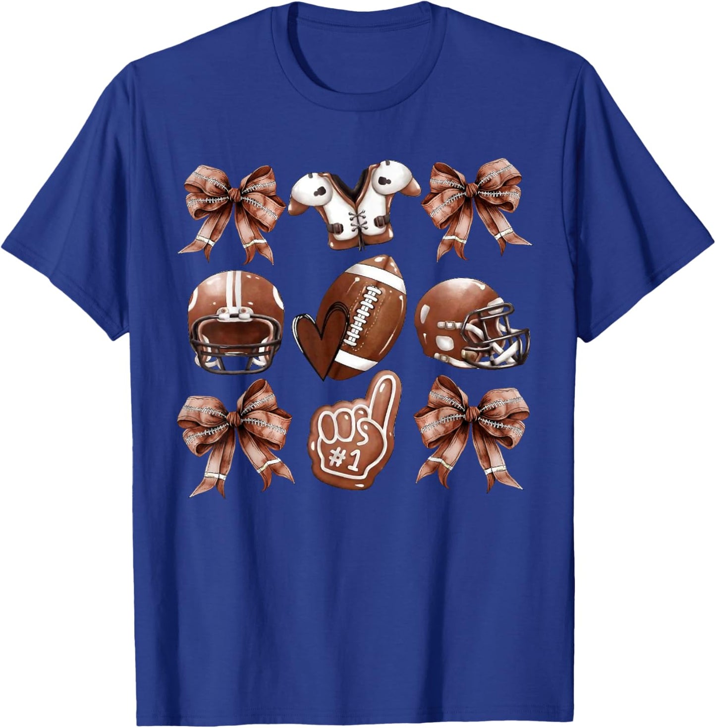 Coquette Bow Football Player American Football Season Funny T-Shirt - T-Shirt | Royal
