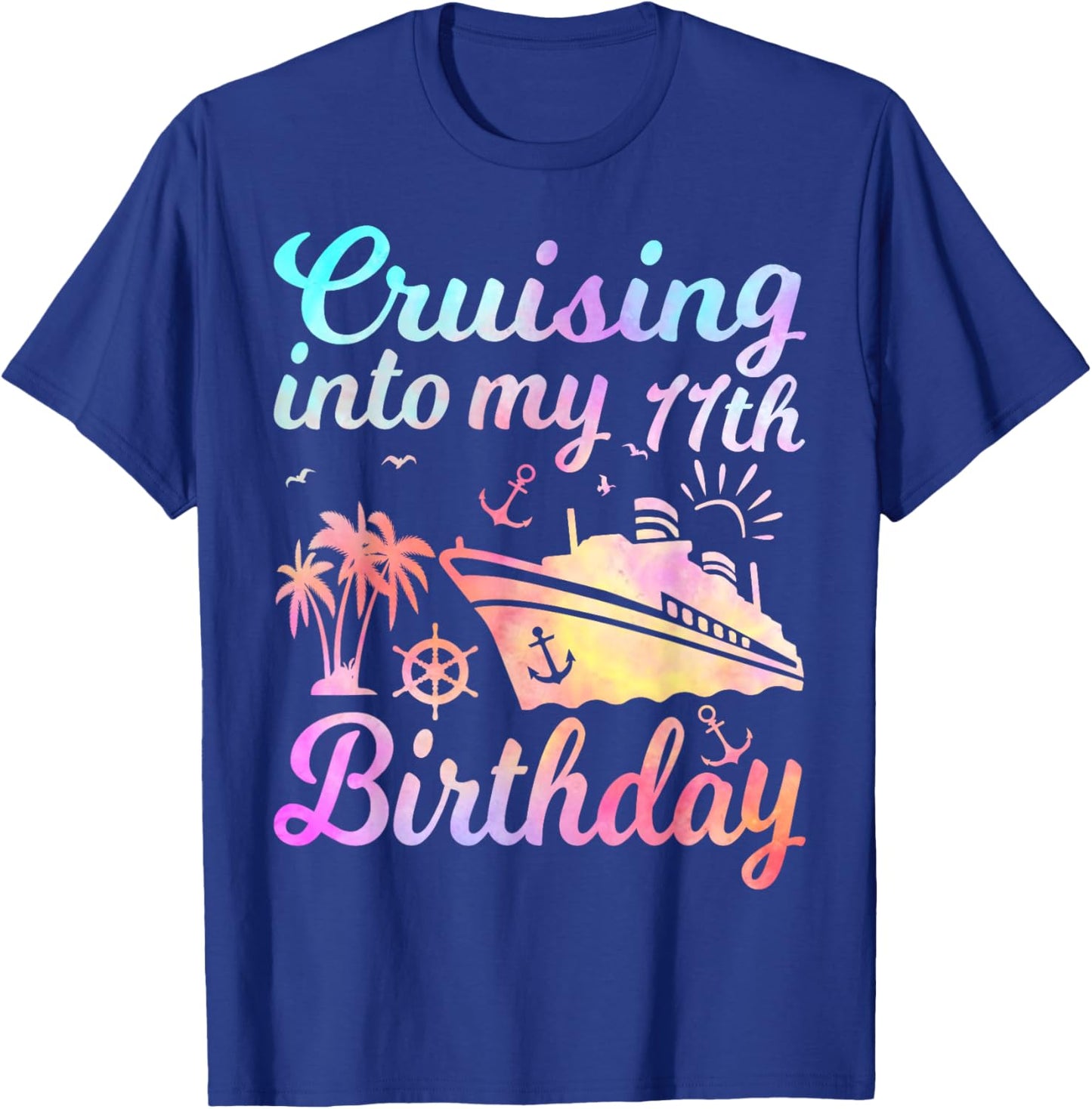 Cruising Into My 11th Birthday Vacation 11 Years Old Cruise T-Shirt - T-Shirt | Royal