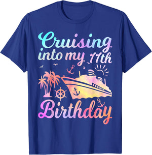 Cruising Into My 11th Birthday Vacation 11 Years Old Cruise T-Shirt - T-Shirt | Royal