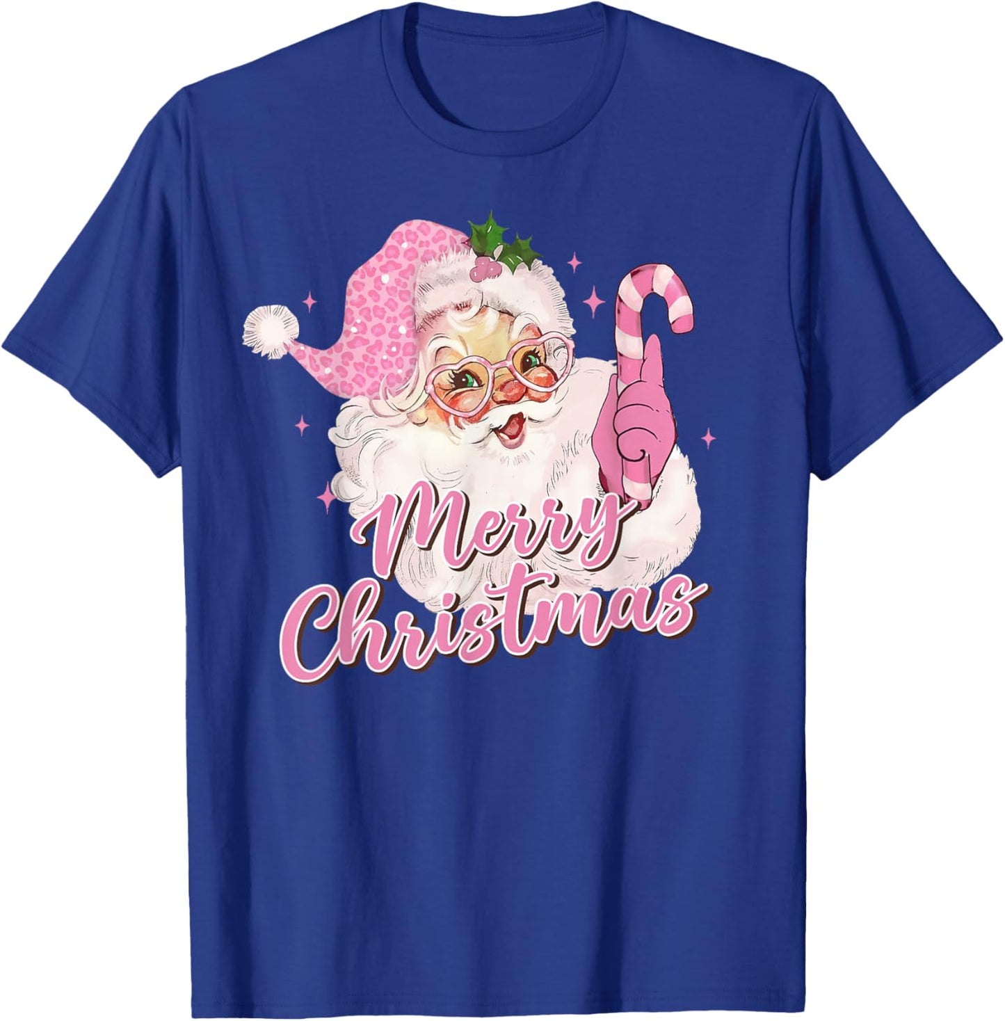Merry Christmas Pink Santa Claus Vintage Retro Xmas Holiday T-Shirt - T-Shirt | Royal
