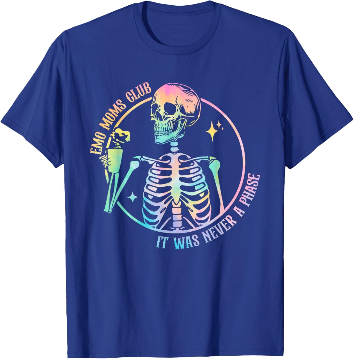 Emo Moms Club Skeleton With Hot Coffee Tie Dye Mother's Day T-Shirt - T-Shirt | Royal