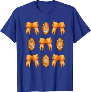 Coquette Bow American Football,Coquette Halloween Football T-Shirt - T-Shirt | Royal