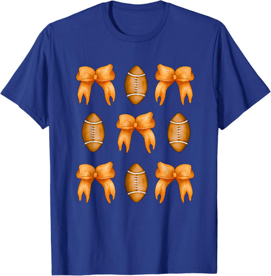 Coquette Bow American Football,Coquette Halloween Football T-Shirt - T-Shirt | Royal
