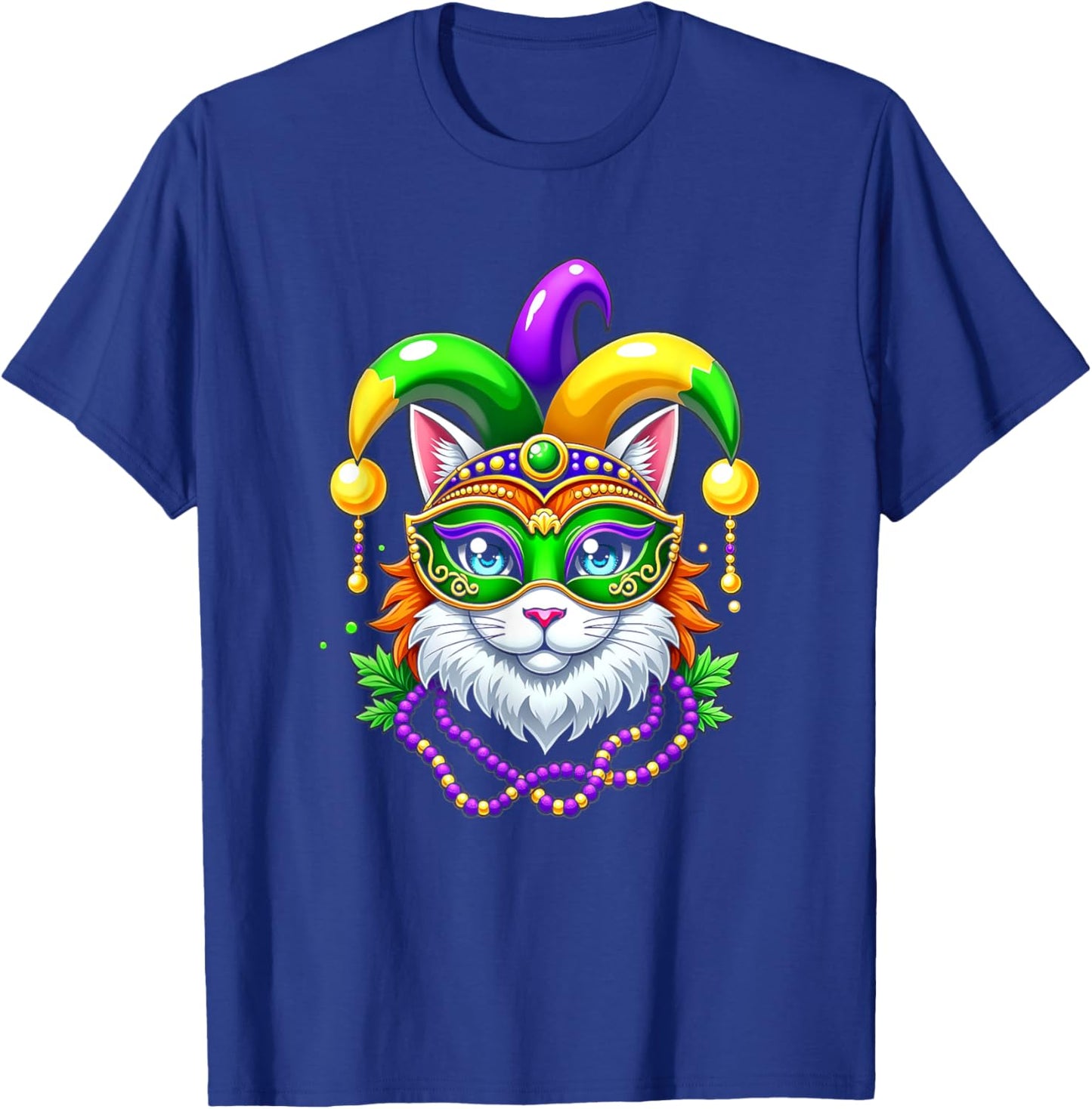 Mardi Gras Cat Jester Mask Party Festival T-Shirt - T-Shirt | Royal