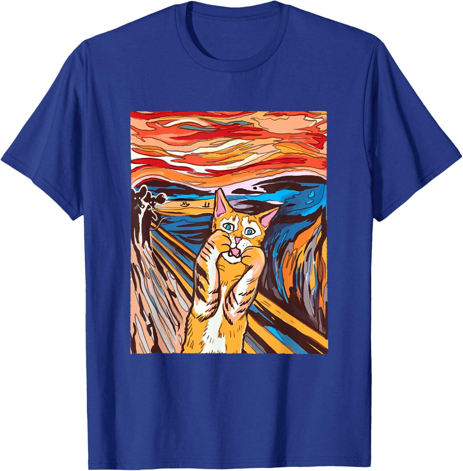Funny Tabby Cat Painting The Scream of Munch Parody Women Kids T-Shirt - T-Shirt | Royal