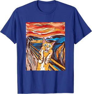 Funny Tabby Cat Painting The Scream of Munch Parody Women Kids T-Shirt - T-Shirt | Royal