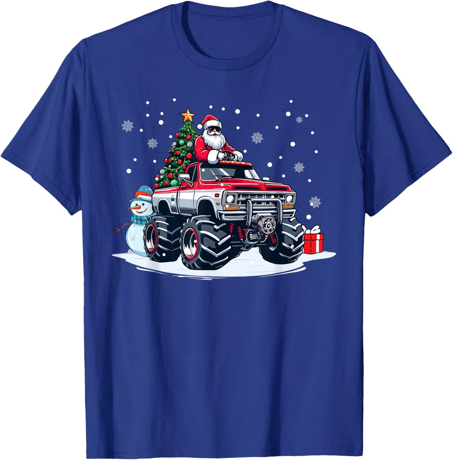 Funny Christmas Santa Monster Truck Youth Boys Kids T-Shirt - T-Shirt | Royal
