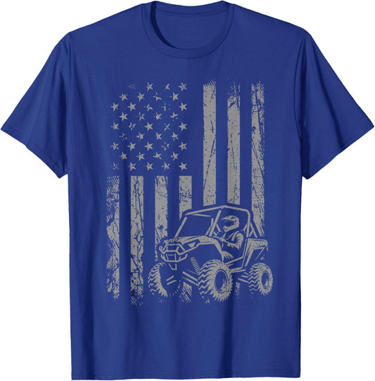 American Flag UTV Side by Side SXS Off Road T-Shirt - T-Shirt | Royal