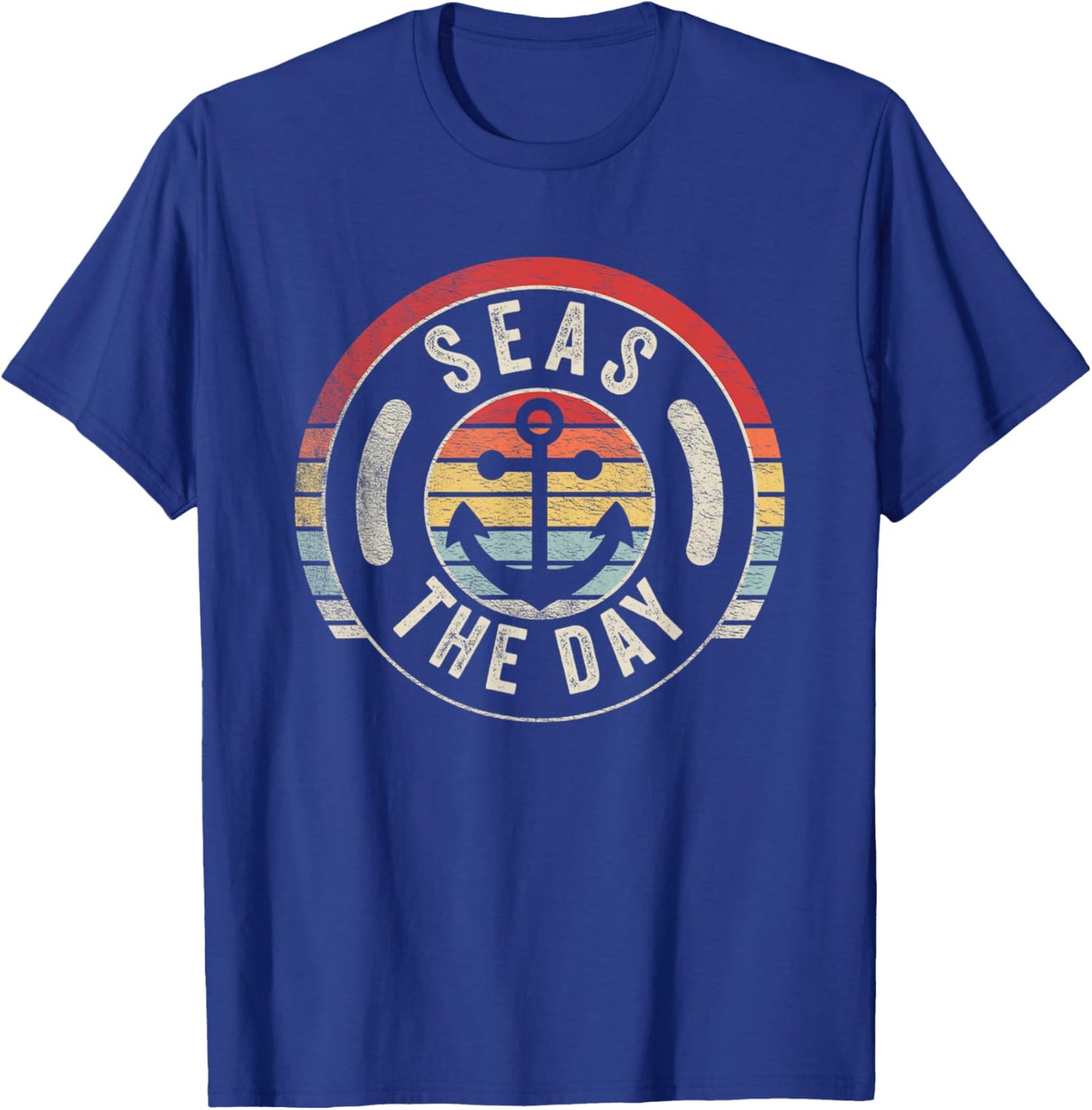 Vintage Funny Cruise Shirt Seas Day Teal Nautical Anchor T-Shirt - T-Shirt | Royal