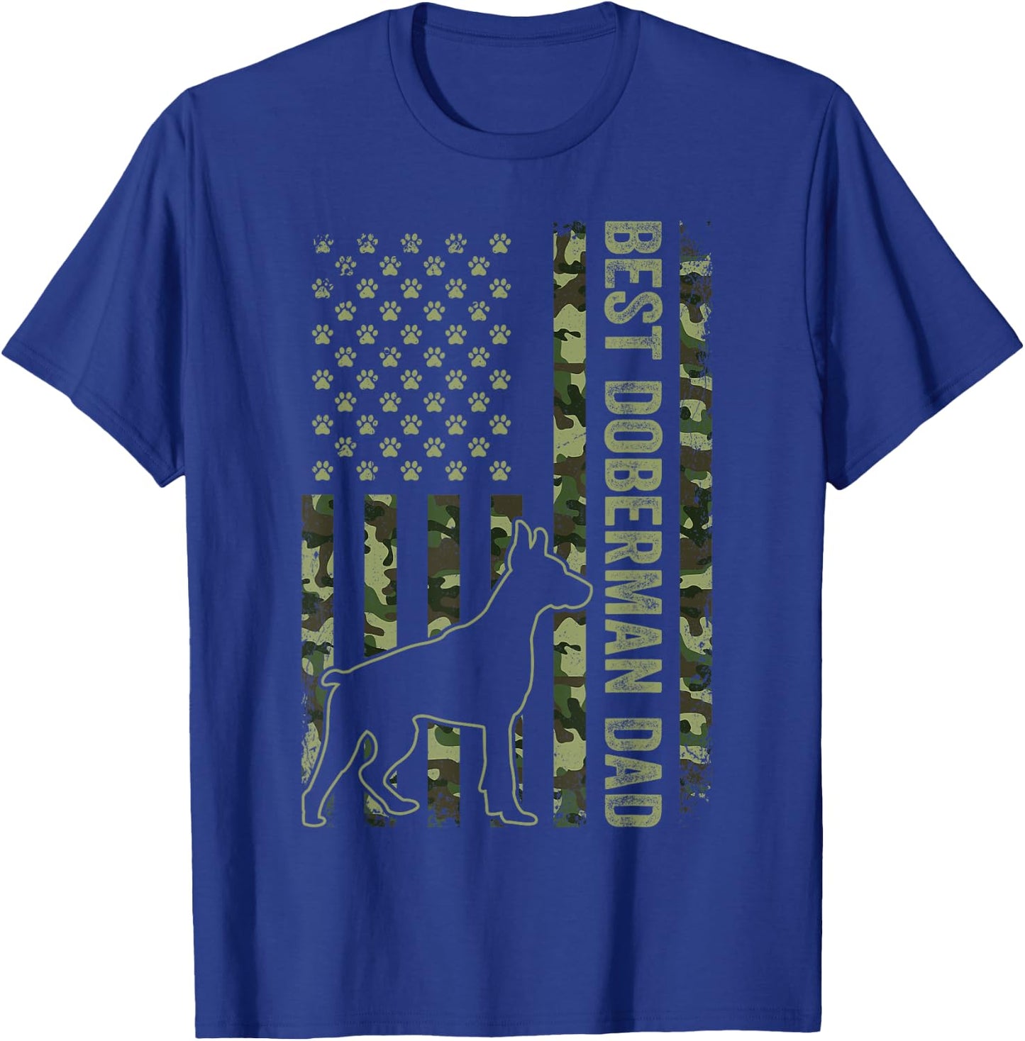 American Flag Best Doberman Dad Ever Dog Dad T-Shirt - T-Shirt | Royal