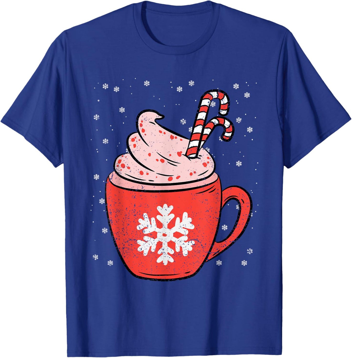 Coffee Candy Cane Christmas Pajama X-mas Snowflakes T-Shirt - T-Shirt | Royal