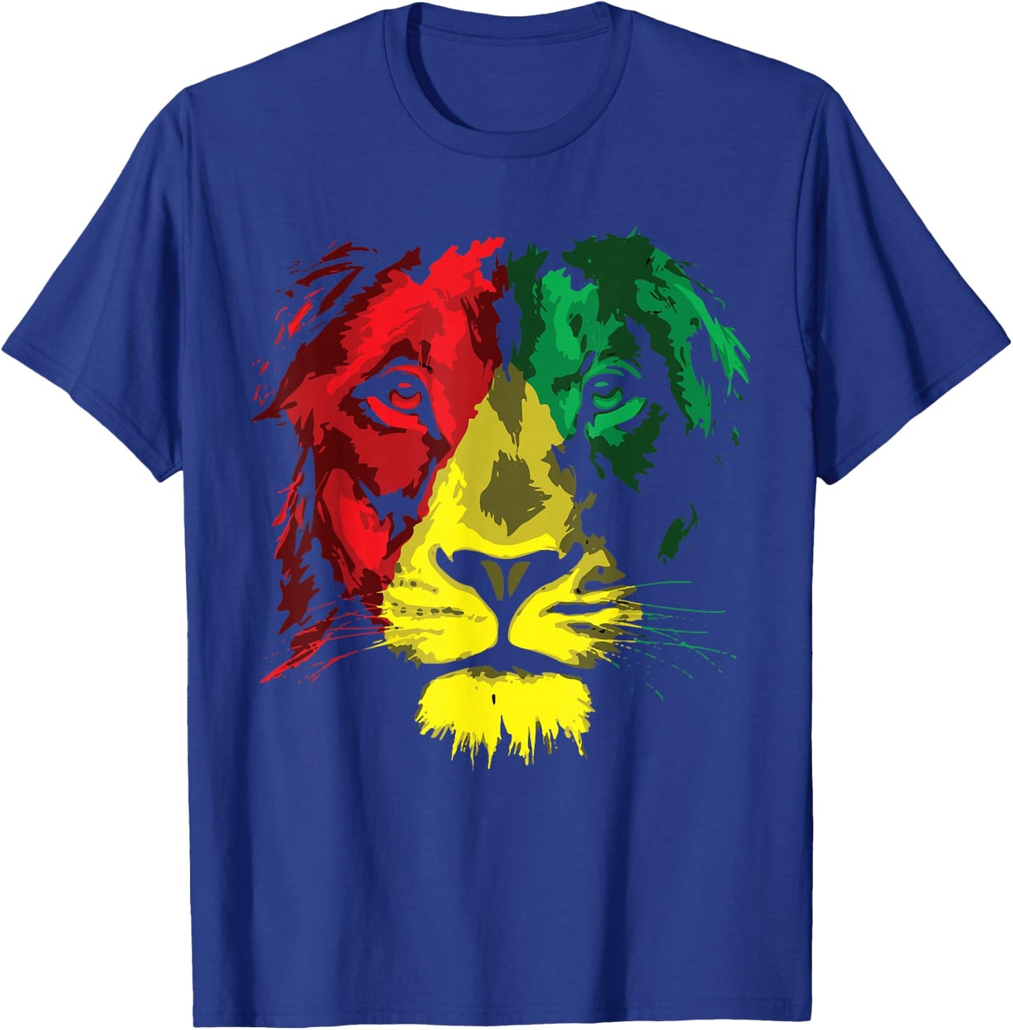Reggae Lion Face - Lion Jamaica Flag Reggaeton Culture T-Shirt - T-Shirt | Royal