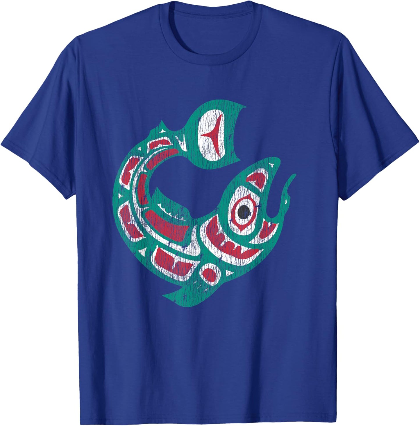 Native American Indian Salmon Fish Totem Pacific Northwest T-Shirt - T-Shirt | Royal