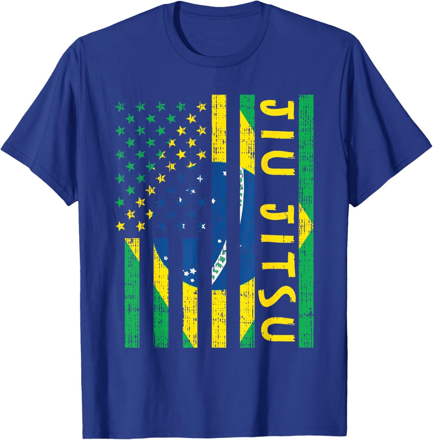 US Brazil Flag Jiu Jitsu Patriotic Brazilian Martial Art T-Shirt - T-Shirt | Royal