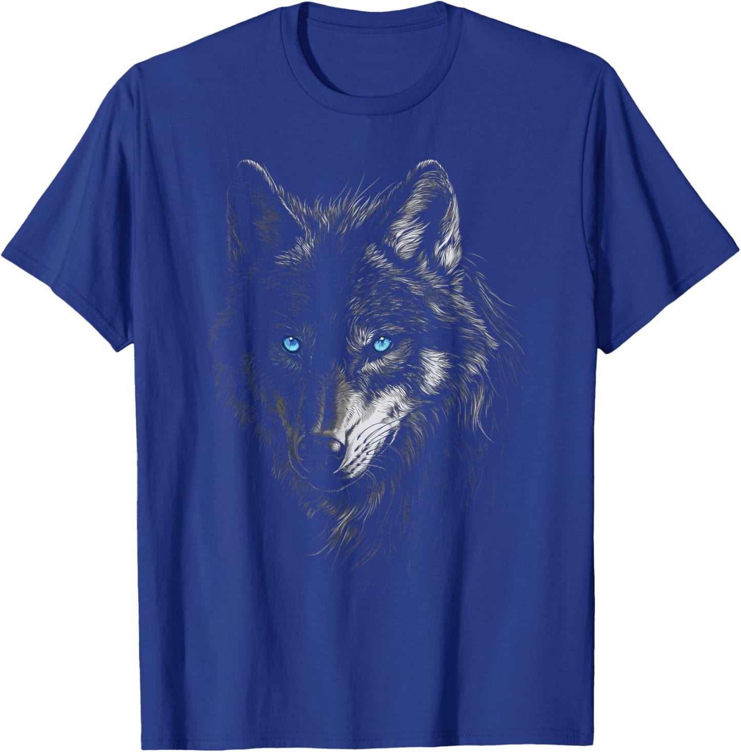 Mystic Wolf with Blue Eyes Animal Art Graphic Wolves T-Shirt - T-Shirt | Royal