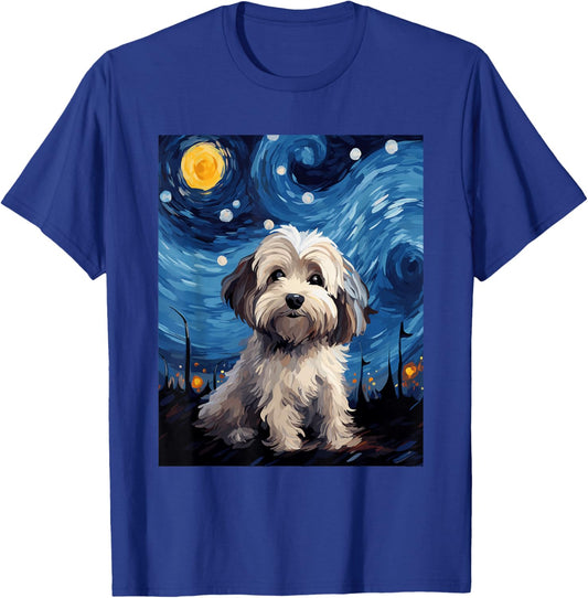Havanese Dog Starry Night Van Gogh Art Lover T-Shirt - T-Shirt | Royal