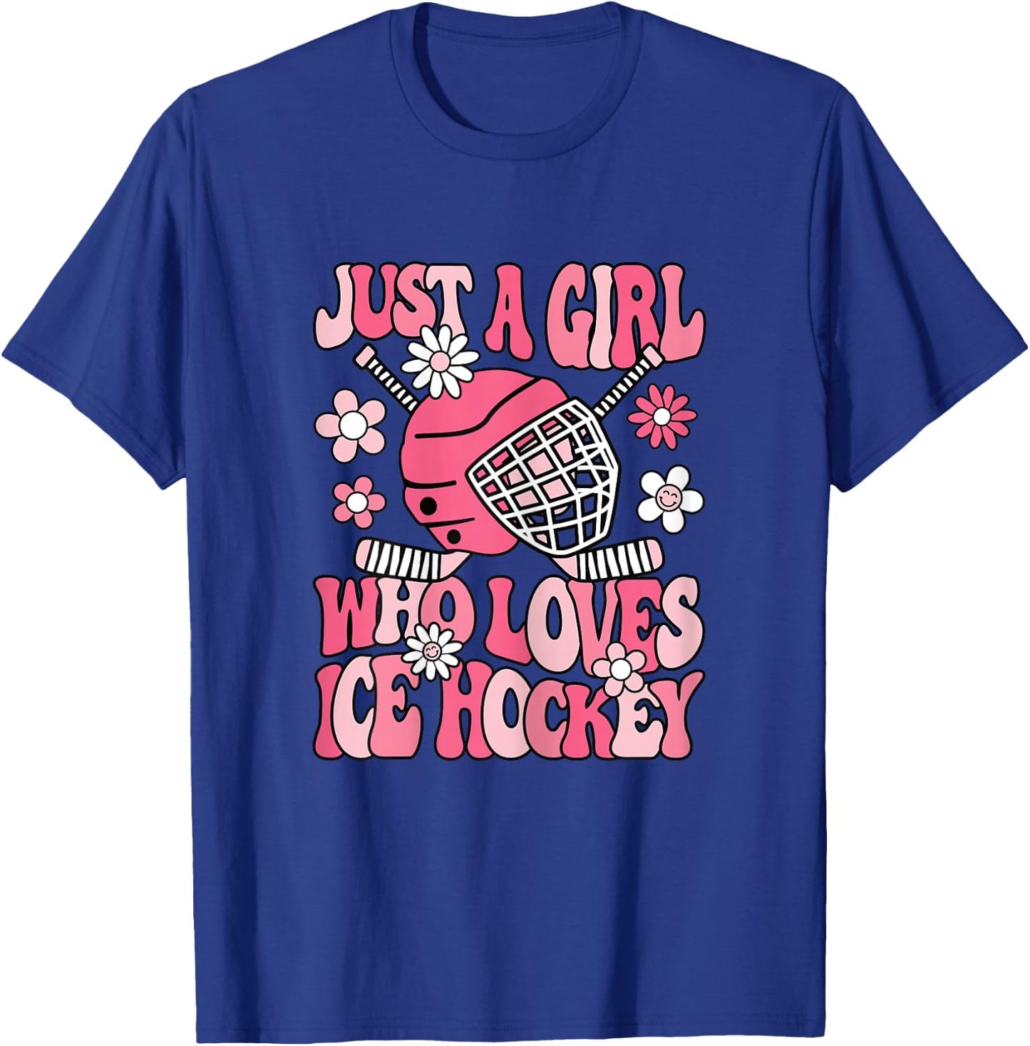 Just A Girl Who Loves Ice Hockey Cute Ice Hockey Player Girl T-Shirt - T-Shirt | Royal