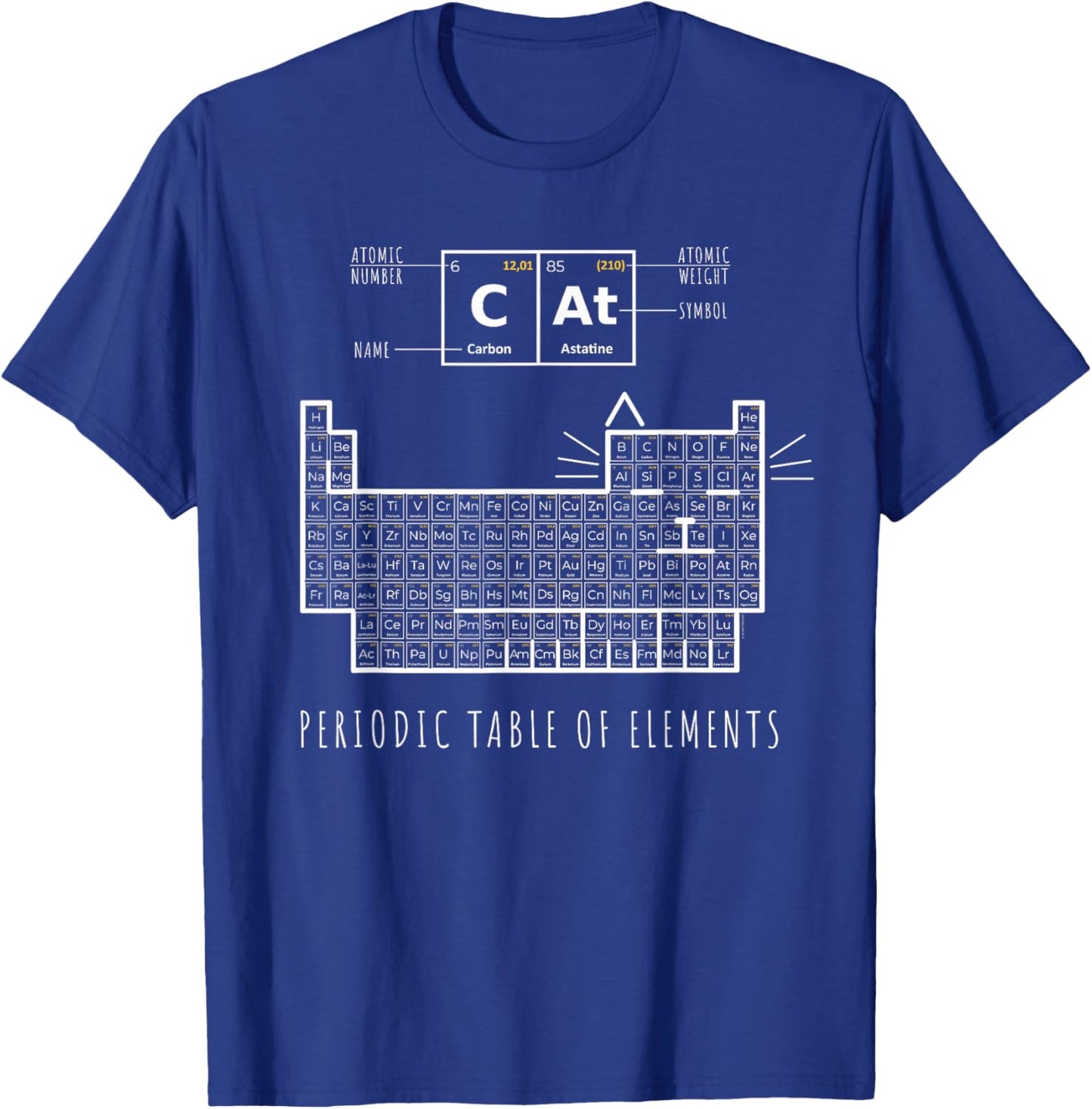 The Chemistry Cat, Periodic Table of Elements T-Shirt - T-Shirt | Royal