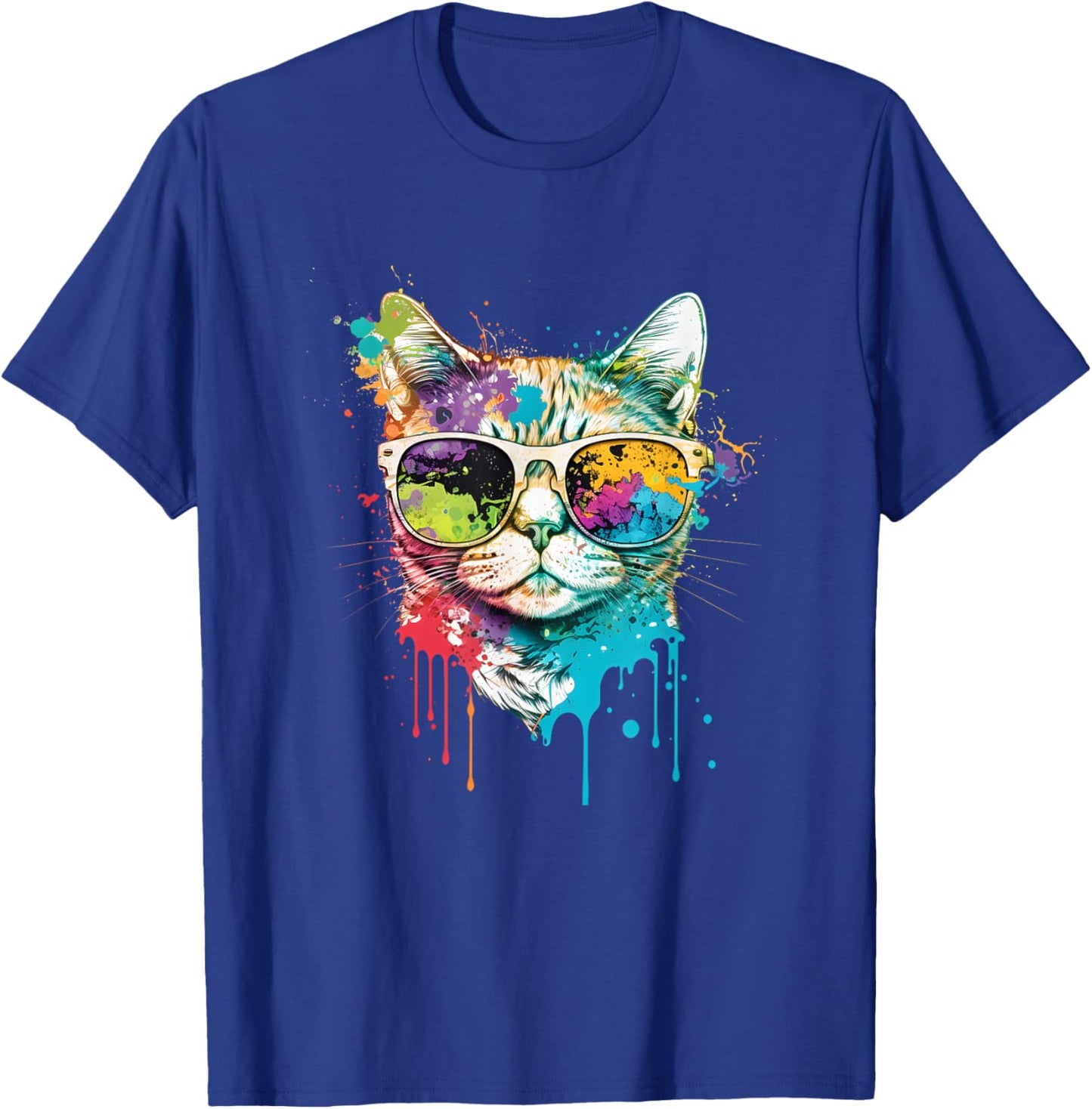 Colorful Cool Cat – Retro Sunglasses Streetwear Cat T-Shirt - T-Shirt | Royal