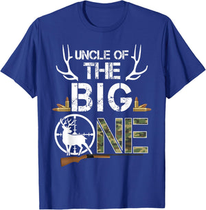 Uncle of The Big One Birthday Boy Deer Hunter Camouflage T-Shirt - T-Shirt | Royal