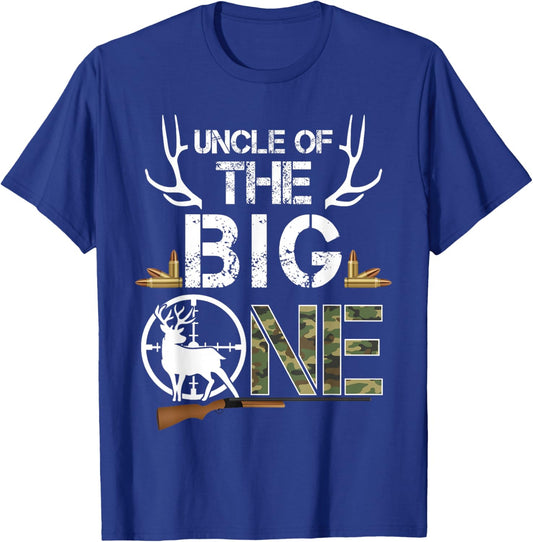 Uncle of The Big One Birthday Boy Deer Hunter Camouflage T-Shirt - T-Shirt | Royal