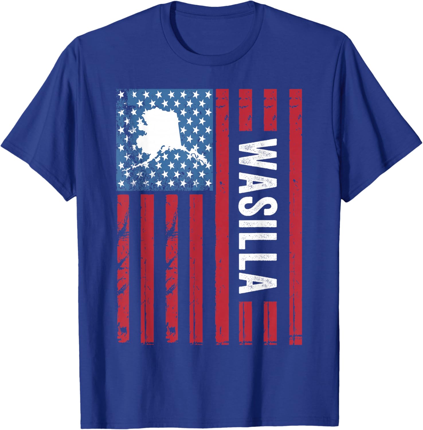 Wasilla Alaska with American Flag, Alaska Wasilla T-Shirt - T-Shirt | Royal