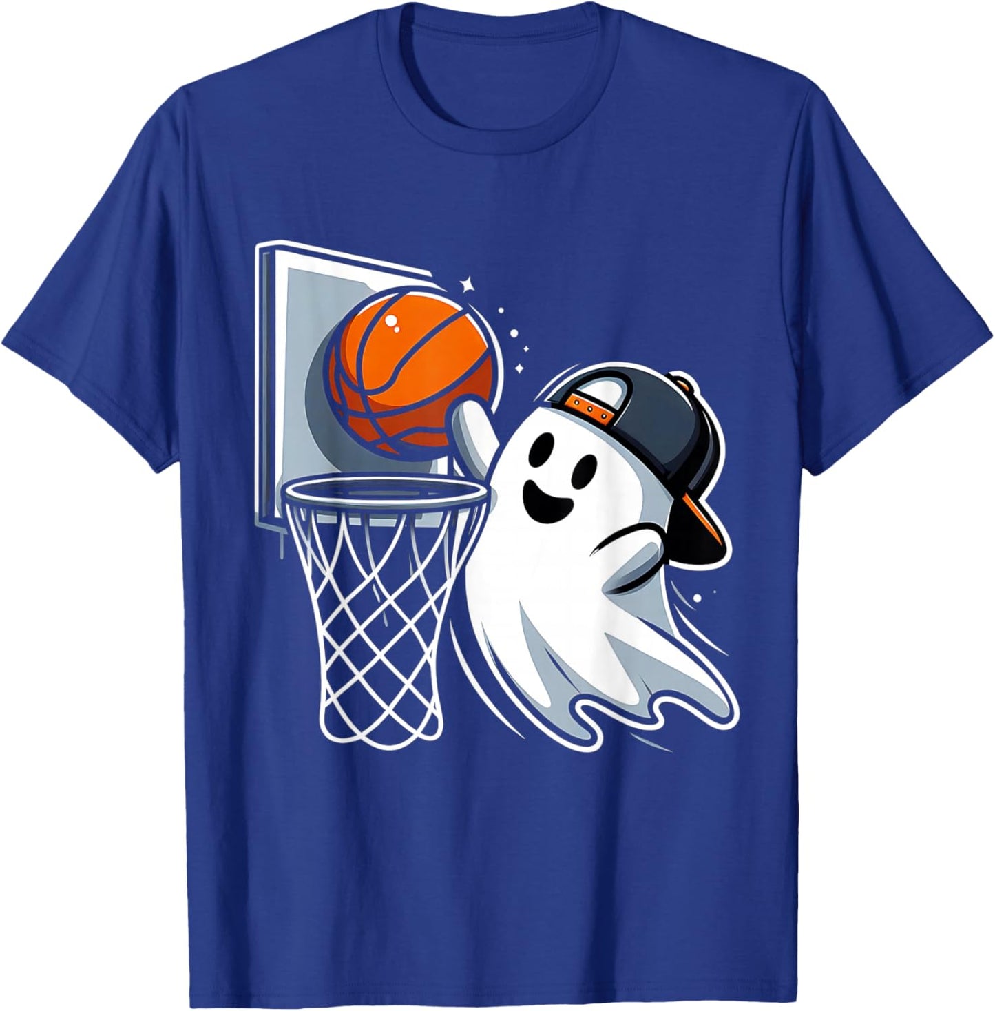Ghost Basketball Dunk Ghost Playing Basketball Halloween T-Shirt - T-Shirt | Royal