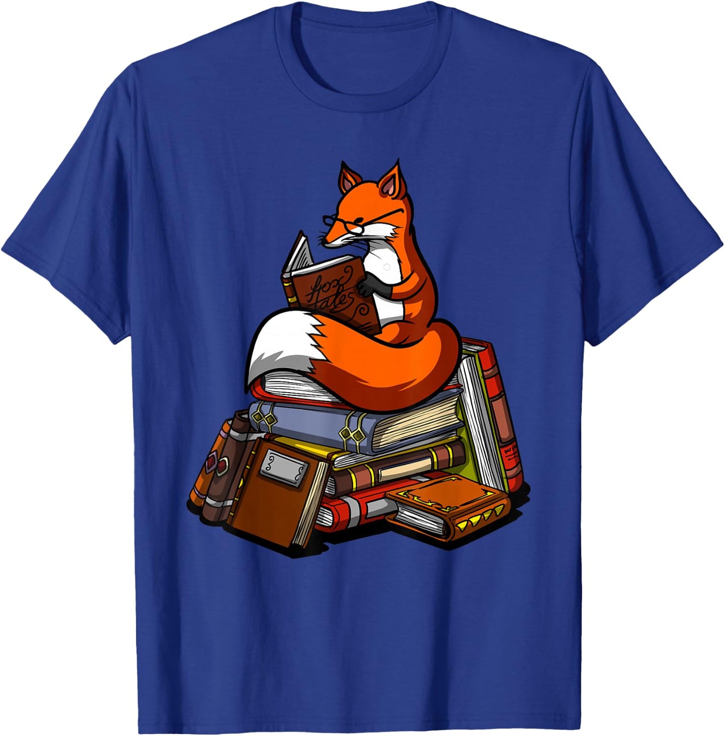 Fox Book Reading Books Nerd Library Reader Geek Librarian T-Shirt - T-Shirt | Royal