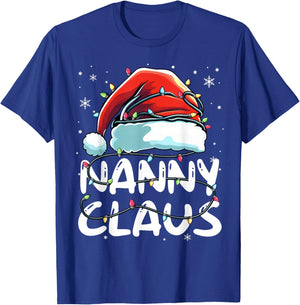 Nanny Claus Christmas Lights Matching Family Xmas Pajama T-Shirt - T-Shirt | Royal