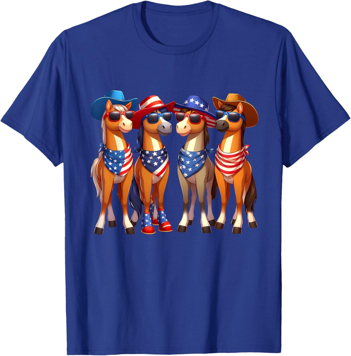 Funny Patriotic US Flag USA 4th Of July Horse T-Shirt - T-Shirt | Royal